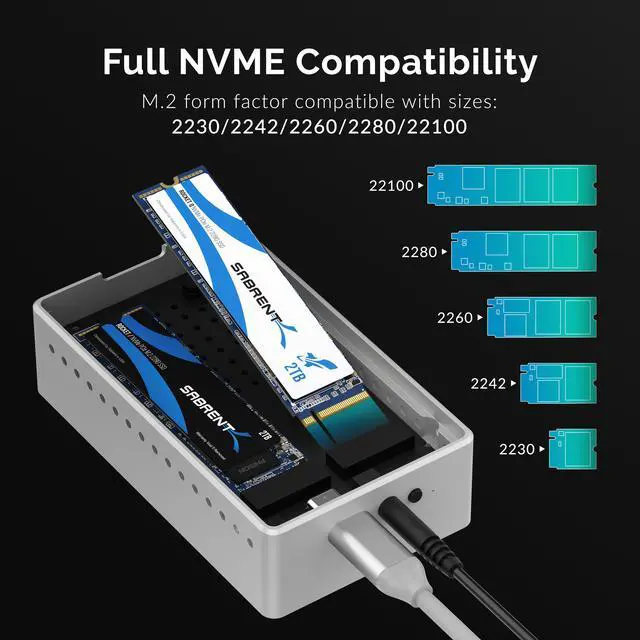 Alt view image 3 of 11 - SABRENT Tool-Free USB Type-C Dual Docking Station for PCIe NVMe M.2 SSDs with Offline Cloning Function (EC-SSD2)