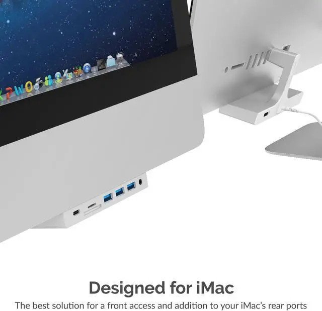 Alt view image 15 of 16 - SABRENT Multi-Port iMac Hub with Front Access USB Ports, SD/Micro SD Card Reader, 3.5mm Headphone Jack and Rear HDMI 2.0 Output (iMac 2017 to 2020) (HB-SIMC)