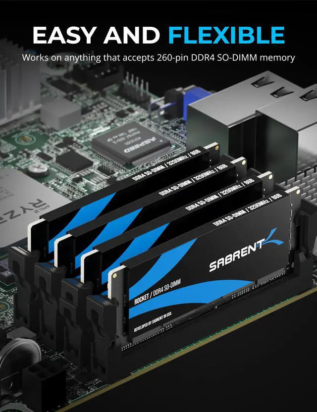 Alt view image 6 of 7 - SABRENT Rocket 8GB DDR4 SO-DIMM 3200MHz Memory Module for Laptop, Ultrabook, and Mini-PC (SB-DDR8)
