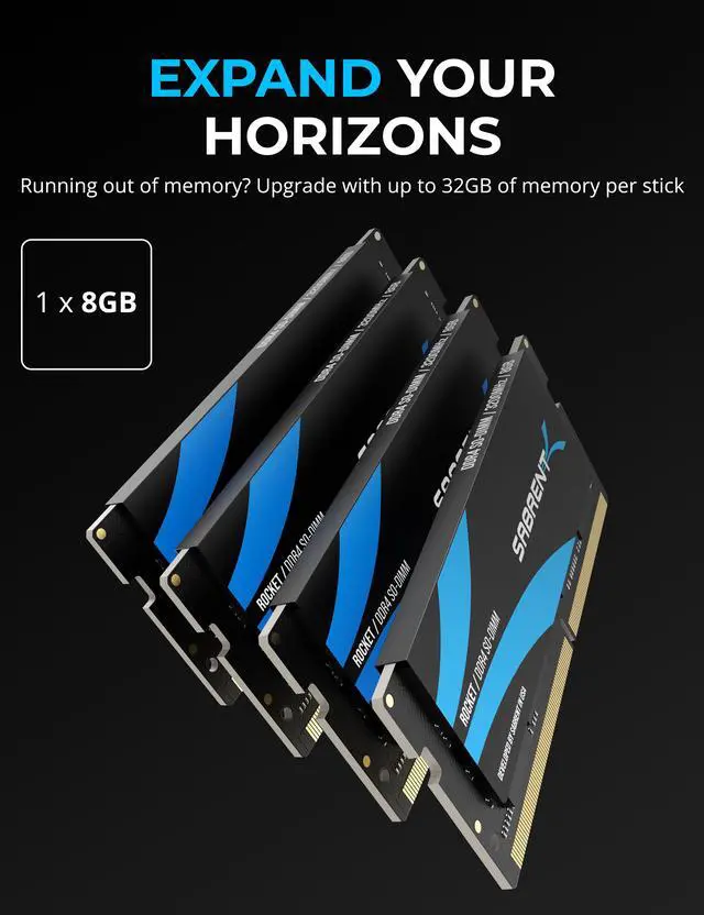 Alt view image 5 of 7 - SABRENT Rocket 8GB DDR4 SO-DIMM 3200MHz Memory Module for Laptop, Ultrabook, and Mini-PC (SB-DDR8)