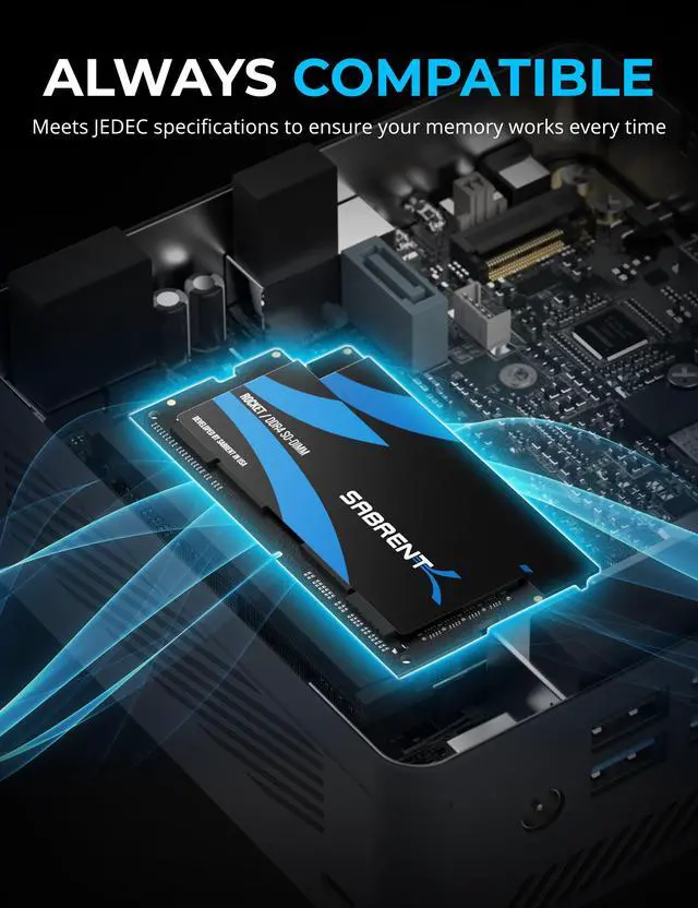 Alt view image 7 of 7 - SABRENT Rocket 8GB DDR4 SO-DIMM 3200MHz Memory Module for Laptop, Ultrabook, and Mini-PC (SB-DDR8)