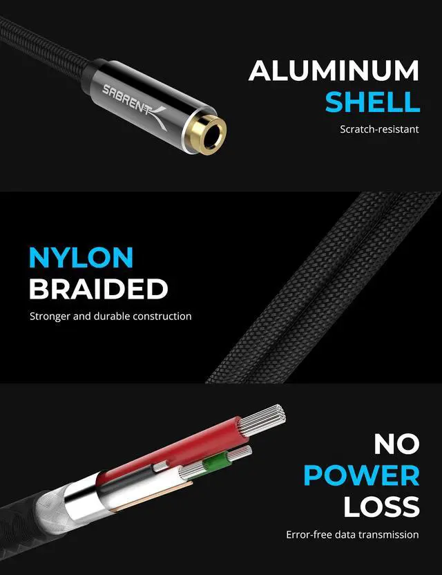 Alt view image 5 of 7 - SABRENT USB Type-C to 3.5mm Audio Jack Active Adapter