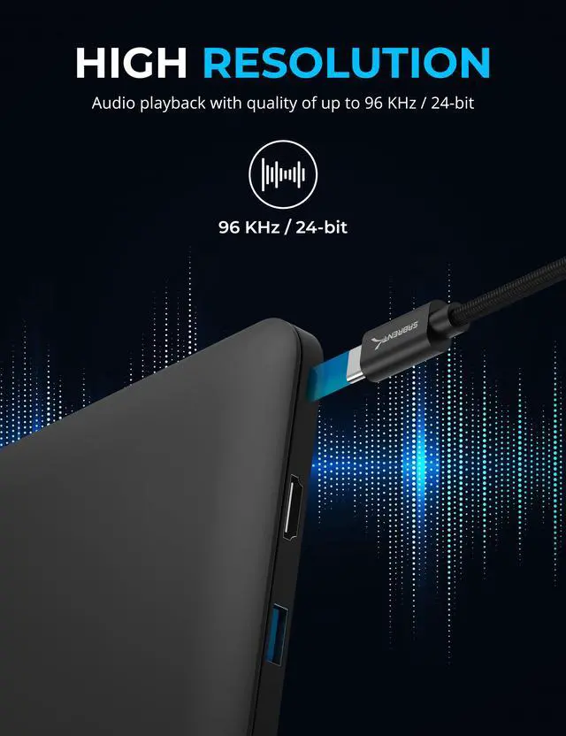 Alt view image 7 of 7 - SABRENT USB Type-C to 3.5mm Audio Jack Active Adapter