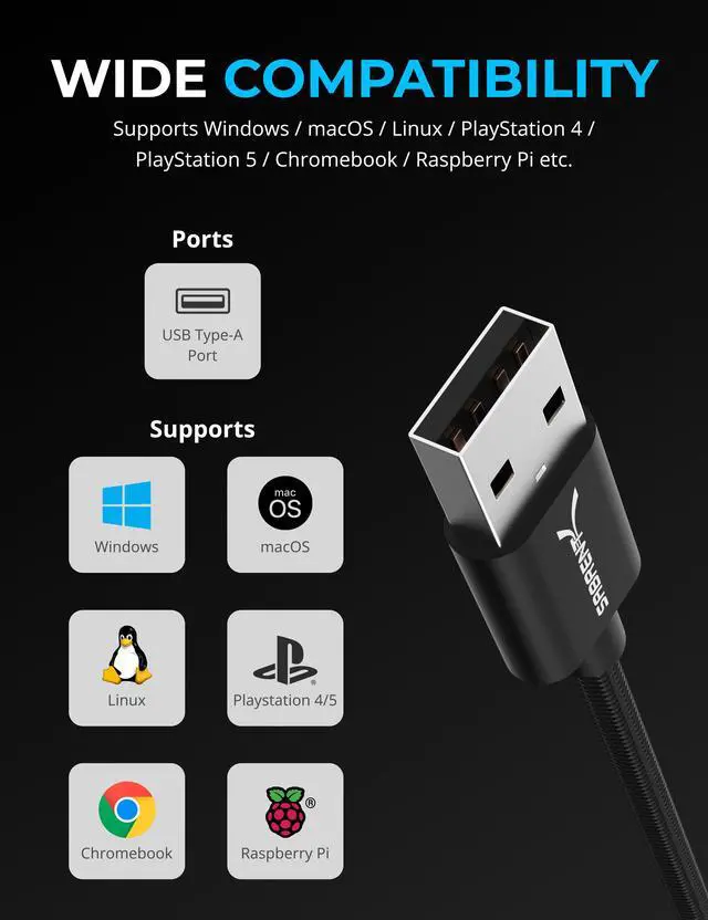 Alt view image 5 of 13 - SABRENT USB Type-A to 3.5mm Dual Function Audio Jack Active Adapter 20" Cable (CB-UA35)