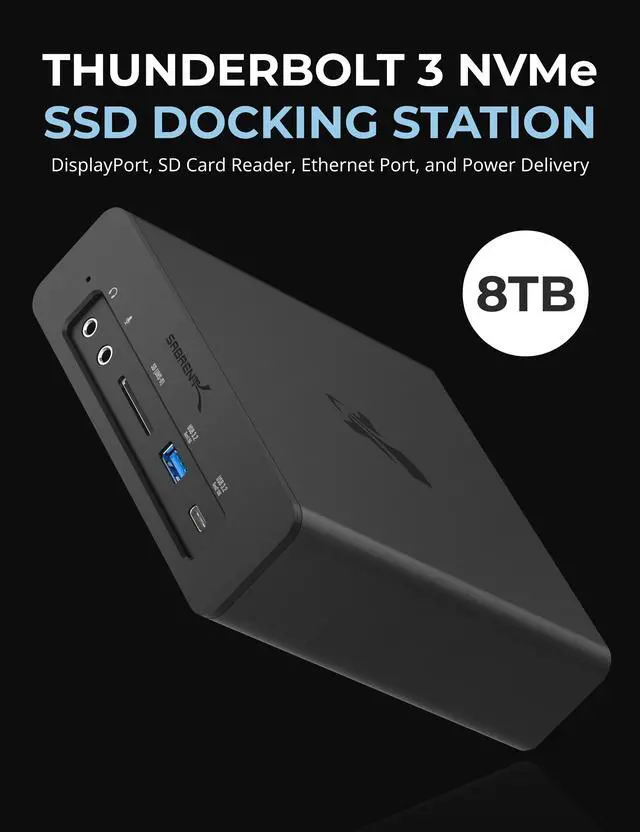 Alt view image 2 of 6 - SABRENT Thunderbolt 3 8TB NVMe SSD Docking Station with DisplayPort, SD Card Reader, Ethernet Port, and Power Delivery (DS-SKRT-D8TB)