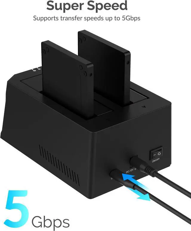 Alt view image 8 of 14 - sabrent usb type-c sata 2.5? & 3.5? dual bay hard drive docking station | offline cloning | up to 5gbps | tool-free installation (ec-ch2b)