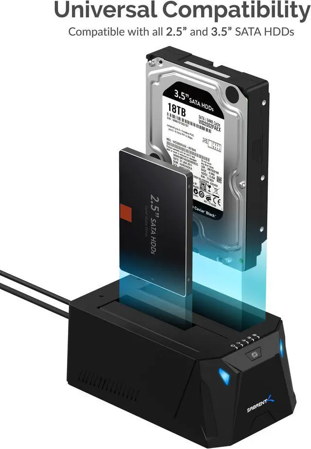 Alt view image 7 of 14 - sabrent usb type-c sata 2.5? & 3.5? dual bay hard drive docking station | offline cloning | up to 5gbps | tool-free installation (ec-ch2b)