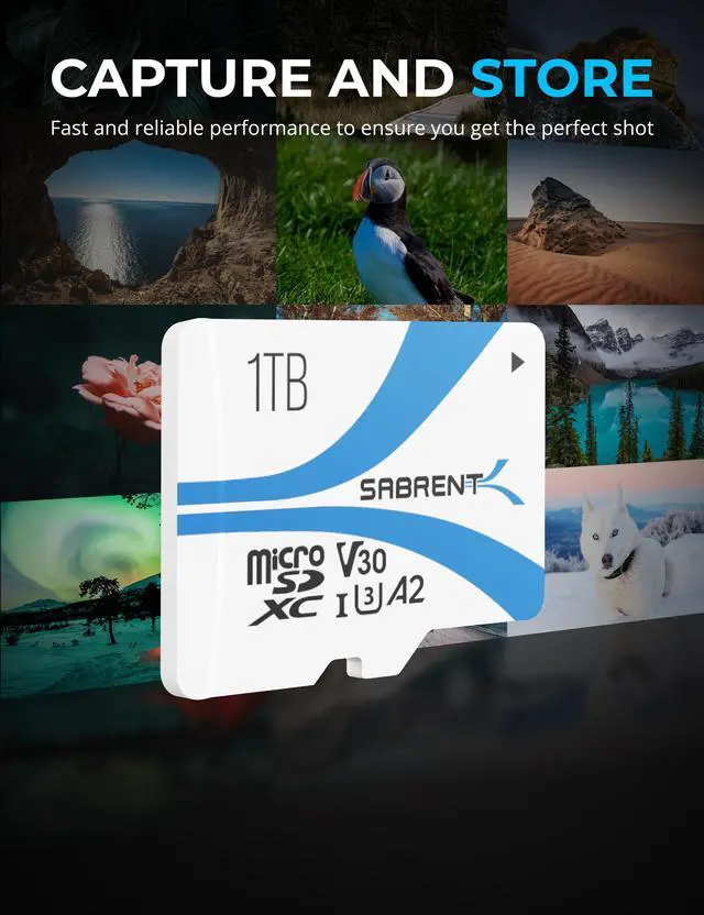 Alt view image 2 of 8 - SABRENT Rocket V30 A2 1TB MicroSDXC Memory Card R100MB/s W30MB/s (SD-MQ30-1TB)