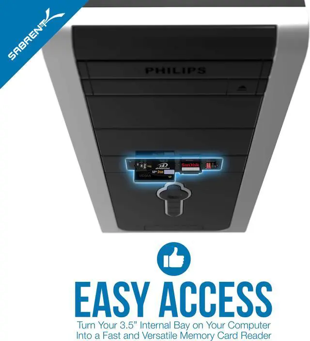 Alt view image 5 of 7 - Sabrent 7 Slot USB 2.0 Internal Memory Card Reader & Writer (CRW-UINB)