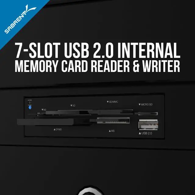 Alt view image 2 of 7 - Sabrent 7 Slot USB 2.0 Internal Memory Card Reader & Writer (CRW-UINB)