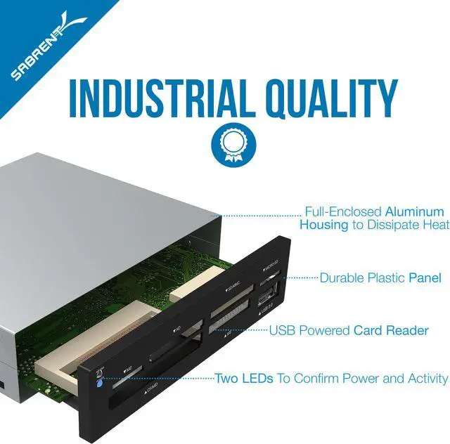 Alt view image 6 of 7 - Sabrent 7 Slot USB 2.0 Internal Memory Card Reader & Writer (CRW-UINB)