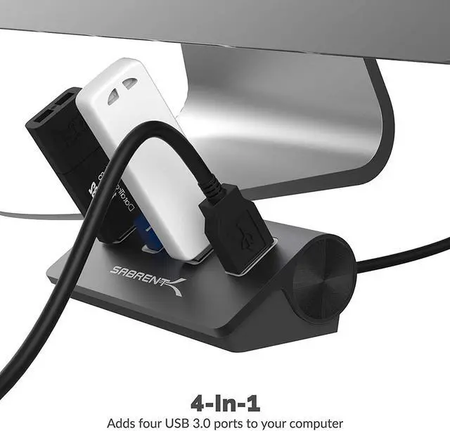 Alt view image 4 of 8 - SABRENT HB-MC3B 4 PORT ALUMINUM USB 3.0 HUB