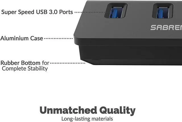 Alt view image 5 of 8 - SABRENT HB-MC3B 4 PORT ALUMINUM USB 3.0 HUB