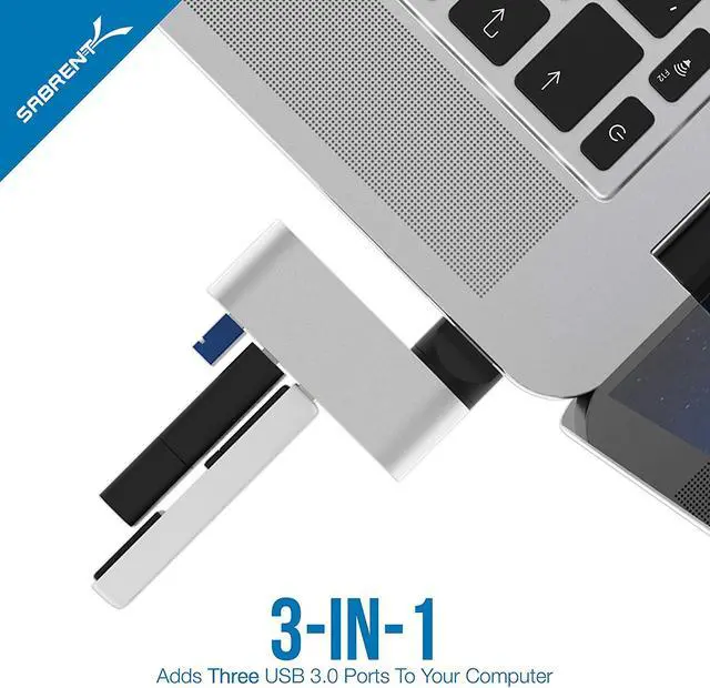 Alt view image 3 of 9 - Sabrent Premium 3-Port Aluminum Mini USB 3.0 Hub [90°/180° Degree Rotatable] (HB-R3MC)