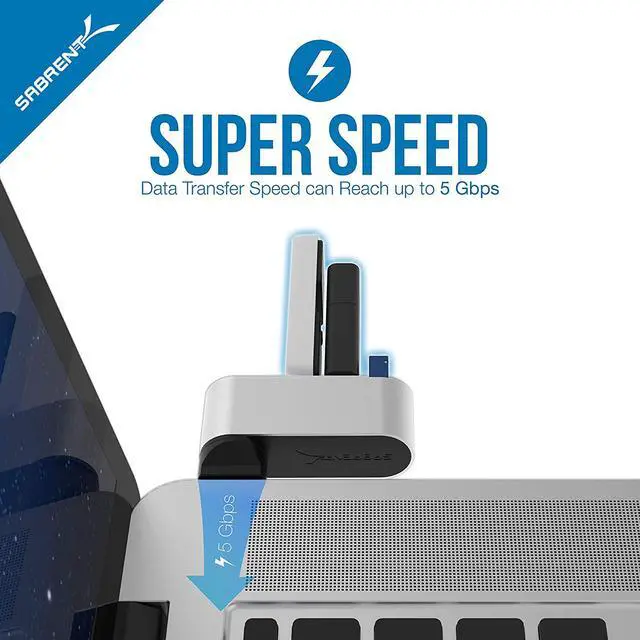 Alt view image 7 of 9 - Sabrent Premium 3-Port Aluminum Mini USB 3.0 Hub [90°/180° Degree Rotatable] (HB-R3MC)
