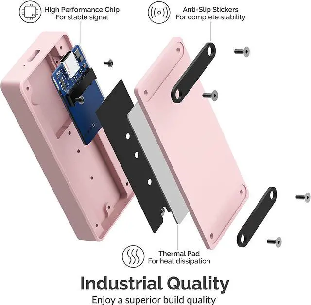 Alt view image 7 of 14 - Sabrent USB Type-C Aluminum Enclosure for M.2 NVMe SSD in Pink (EC-NVME-PNK)