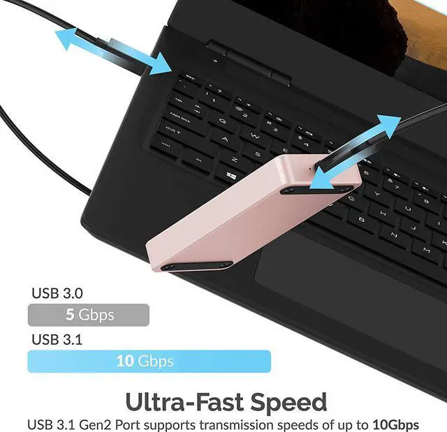 Alt view image 5 of 14 - Sabrent USB Type-C Aluminum Enclosure for M.2 NVMe SSD in Pink (EC-NVME-PNK)