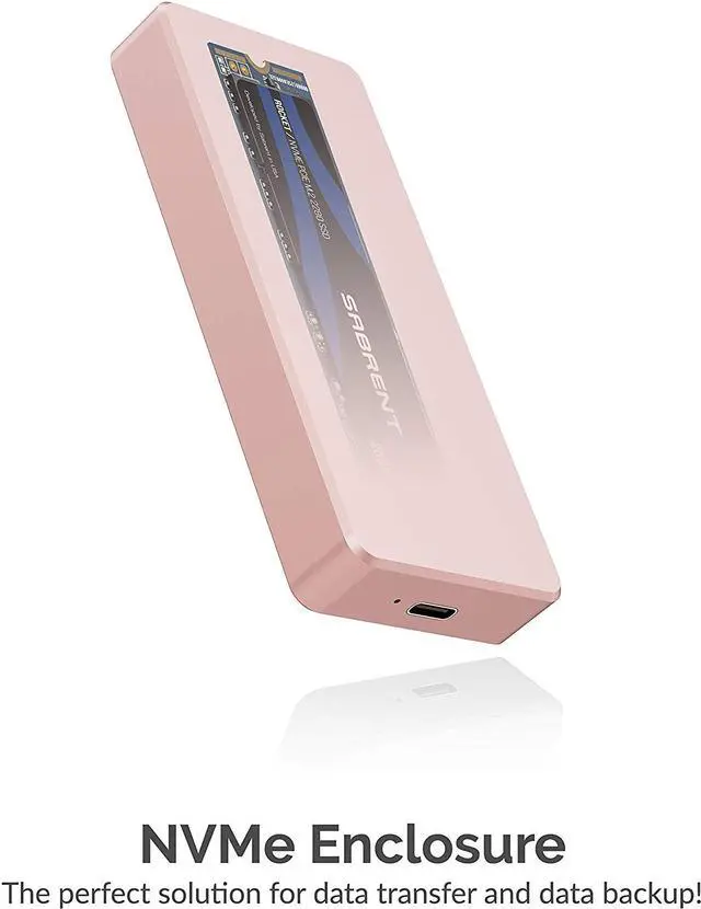 Alt view image 2 of 14 - Sabrent USB Type-C Aluminum Enclosure for M.2 NVMe SSD in Pink (EC-NVME-PNK)