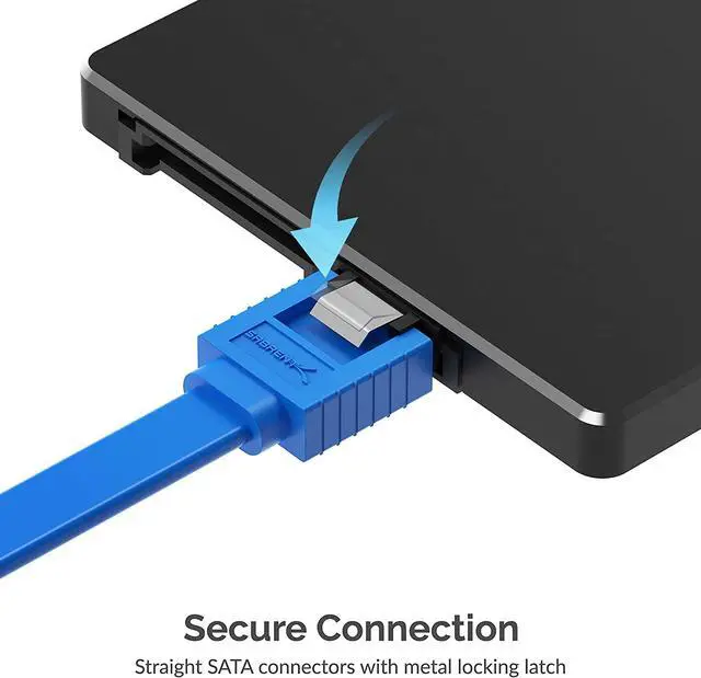 Alt view image 3 of 8 - SABRENT SATA III (6 Gbit/s) Straight Data Cable with Locking Latch for HDD / SSD / CD and DVD drives (3 Pack - 20-Inch) in Blue (CB-SFB3)