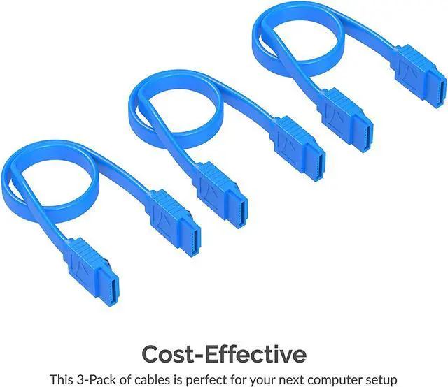 Alt view image 2 of 8 - SABRENT SATA III (6 Gbit/s) Straight Data Cable with Locking Latch for HDD / SSD / CD and DVD drives (3 Pack - 20-Inch) in Blue (CB-SFB3)