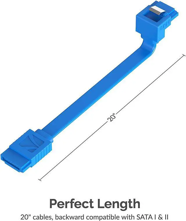 Alt view image 3 of 8 - SABRENT SATA III (6 Gbit/s) Right Angle Data Cable with Locking Latch for HDD/SSD/CD and DVD Drives (3 Pack - 20-Inch) in Blue (CB-SRB3)