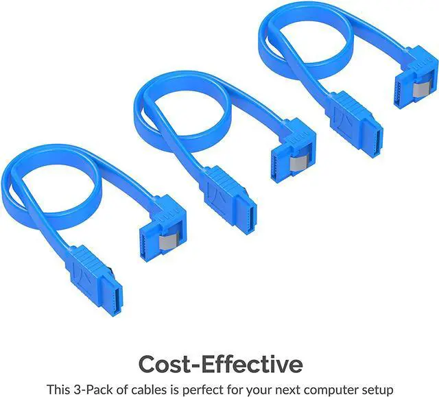 Alt view image 2 of 8 - SABRENT SATA III (6 Gbit/s) Right Angle Data Cable with Locking Latch for HDD/SSD/CD and DVD Drives (3 Pack - 20-Inch) in Blue (CB-SRB3)