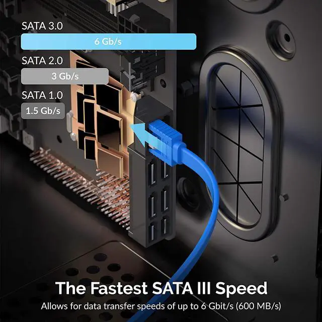 Alt view image 6 of 8 - SABRENT SATA III (6 Gbit/s) Right Angle Data Cable with Locking Latch for HDD/SSD/CD and DVD Drives (3 Pack - 20-Inch) in Blue (CB-SRB3)