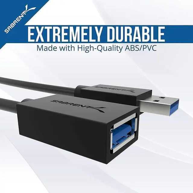 Alt view image 6 of 11 - SABRENT CB-3030 3 ft. Black 22AWG USB 3.0 Extension Cable - A-Male to A-Female