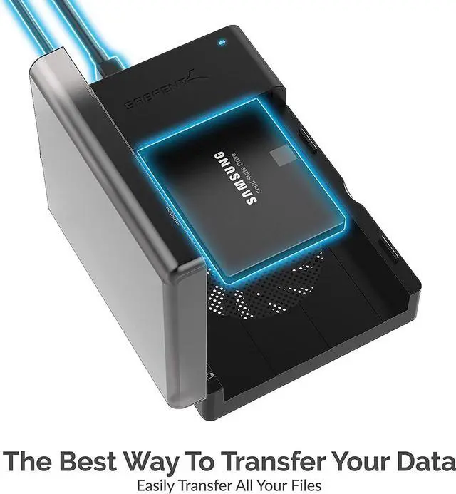 Alt view image 2 of 9 - SABRENT EC-DFFN 2.5" & 3.5" SATA USB 3.0 USB 3.0 to SATA External Hard Drive Lay-Flat Docking Station with Built-in Cooling Fan