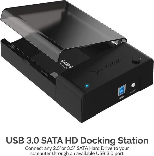 Alt view image 6 of 9 - SABRENT EC-DFFN 2.5" & 3.5" SATA USB 3.0 USB 3.0 to SATA External Hard Drive Lay-Flat Docking Station with Built-in Cooling Fan