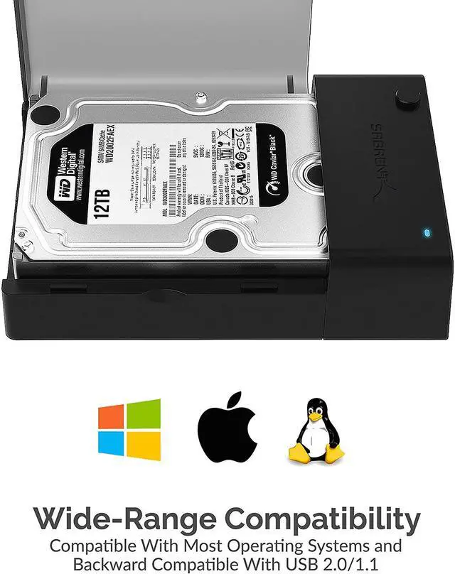 Alt view image 7 of 9 - SABRENT EC-DFFN 2.5" & 3.5" SATA USB 3.0 USB 3.0 to SATA External Hard Drive Lay-Flat Docking Station with Built-in Cooling Fan