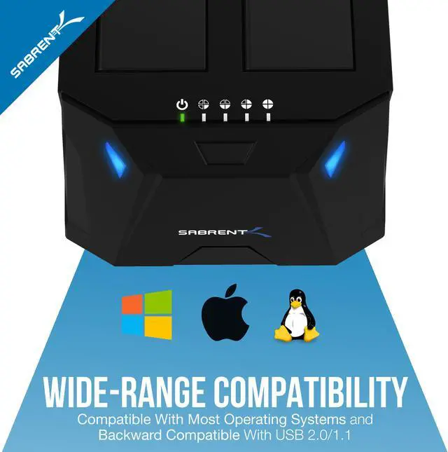 Alt view image 7 of 7 - SABRENT EC-HD2B 2.5" & 3.5" Black SATA I/II/III USB 3.0 USB 3.0 to SATA I/II/III Dual Bay External Hard Drive Docking Station for 2.5 or 3.5in HDD, SSD