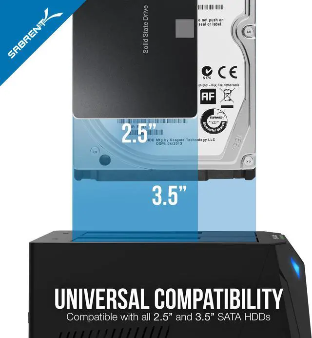 Alt view image 6 of 7 - SABRENT EC-HD2B 2.5" & 3.5" Black SATA I/II/III USB 3.0 USB 3.0 to SATA I/II/III Dual Bay External Hard Drive Docking Station for 2.5 or 3.5in HDD, SSD