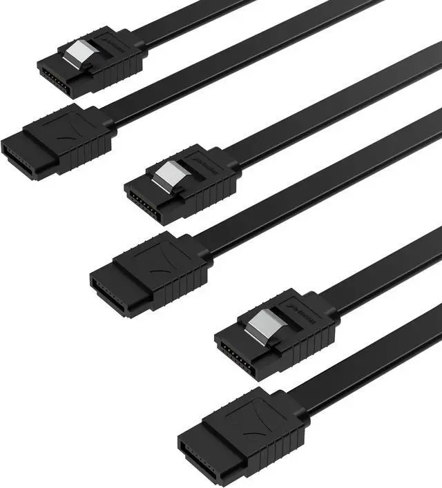 Alt view image 3 of 10 - SABRENT SATA III (6 Gbit/s) Straight Data Cable with Locking Latch for HDD/SSD/CD and DVD Drives (3 Pack - 20-Inch) in Black (CB-SFK3)
