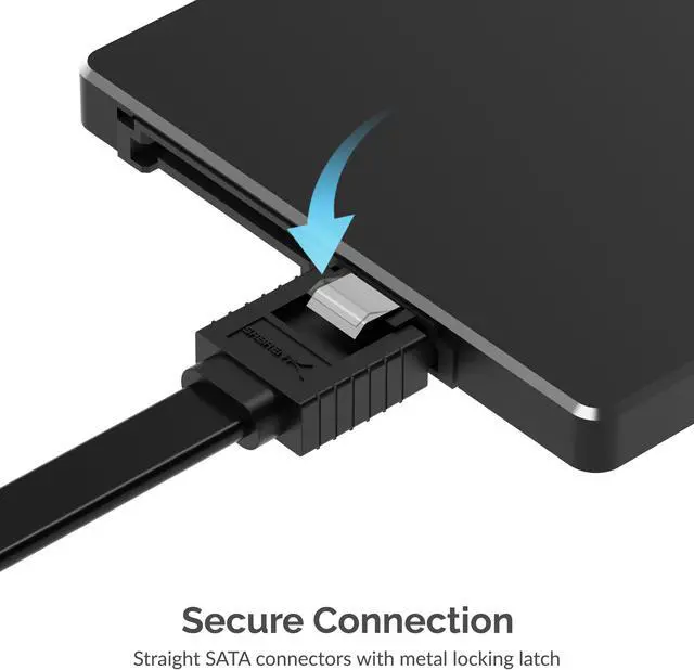 Alt view image 6 of 10 - SABRENT SATA III (6 Gbit/s) Straight Data Cable with Locking Latch for HDD/SSD/CD and DVD Drives (3 Pack - 20-Inch) in Black (CB-SFK3)