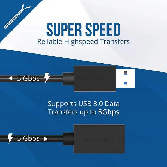 Alt view image 6 of 7 - SABRENT CB-3010 10 ft. Black 22AWG USB 3.0 Extension Cable - A-Male to A-Female