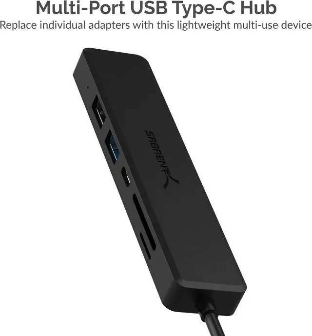 Alt view image 2 of 8 - SABRENT Multi-Port USB Type-C Hub with 4K HDMI | Power Delivery (60 Watts) | 1 USB 3.0 Port | 1 USB 2.0 Port | SD/MicroSD Card Reader (HB-TC6C)