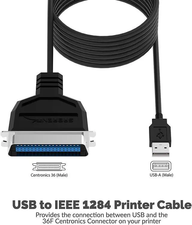 Alt view image 2 of 13 - SABRENT USB to Parallel IEEE 1284 Printer Cable Adapter (CB-CN36)