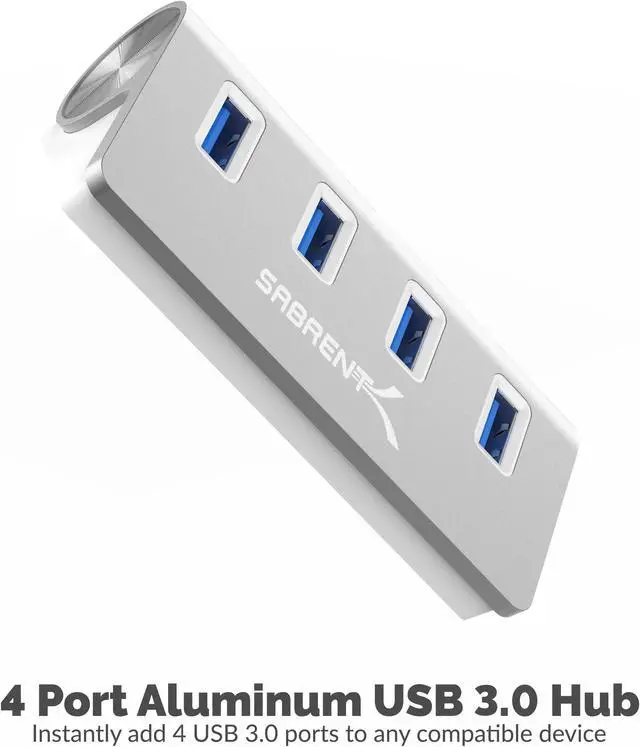 Alt view image 3 of 11 - SABRENT Premium 4 Port Aluminum USB 3.0 Hub (30" Cable) for iMac, MacBook, MacBook Pro, MacBook Air, Mac Mini, or Any PC [Silver] (HB-MAC3)