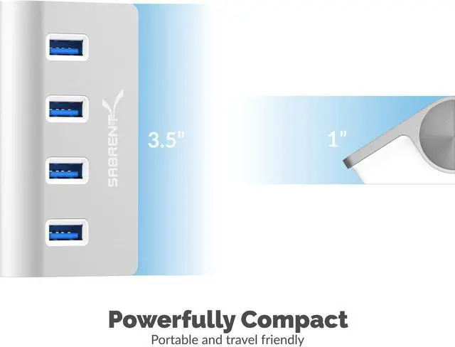 Alt view image 8 of 11 - SABRENT Premium 4 Port Aluminum USB 3.0 Hub (30" Cable) for iMac, MacBook, MacBook Pro, MacBook Air, Mac Mini, or Any PC [Silver] (HB-MAC3)