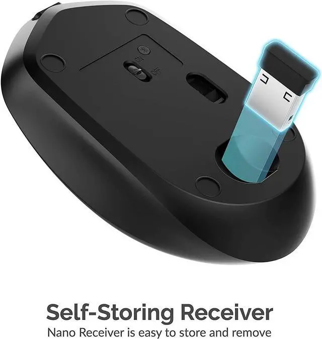 Alt view image 5 of 11 - Sabrent 2.4GHz Rechargeable Wireless Mouse with Adjustable Resolution (MS-RCWM)