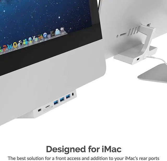 Alt view image 6 of 16 - SABRENT Multi-Port iMac Hub with Front Access USB Ports, SD/Micro SD Card Reader, 3.5mm Headphone Jack and Rear HDMI 2.0 Output (iMac 2017 to 2020) (HB-SIMC)