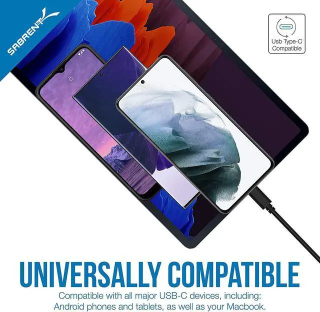 Alt view image 3 of 7 - SABRENT [6-Pack 22AWG Premium 6ft USB-C to USB A 2.0 Sync and Charge Cables [Black] (CB-C6X6)