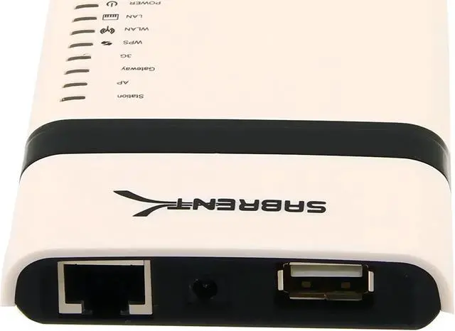 Alt view image 3 of 7 - Sabrent Portable Wireless-N 802.11n 3G Network Router w/USB and RJ-45 Ethernet Connections (NT-WR1N)