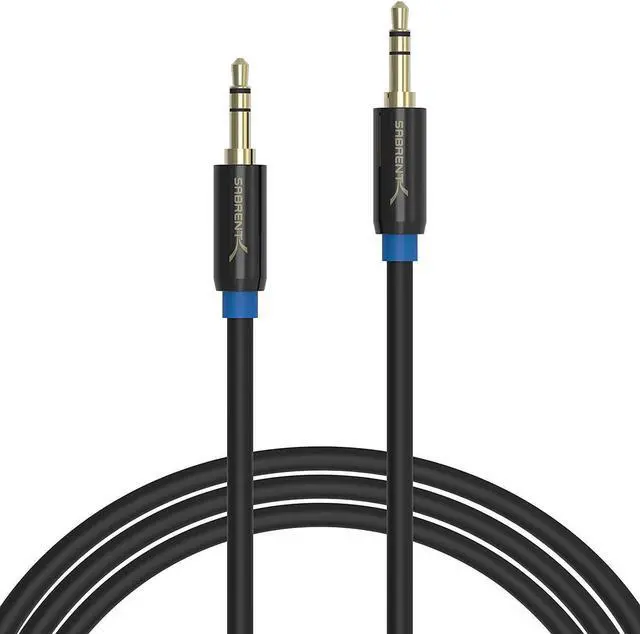Main image of SABRENT 3.5mm Gold Plated Premium Auxiliary Male to Male AUX Cable [Step Down Design] 16 Feet (CB-AUX5)