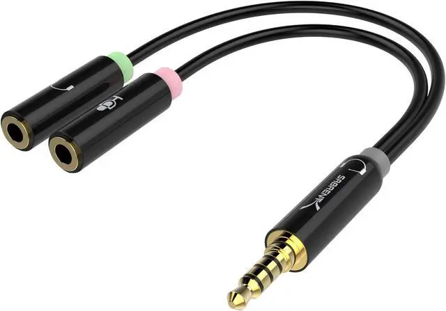Alt view image 2 of 9 - Sabrent 3.5mm Headset Splitter Adapter Cable for headsets with Separate Headphone/Microphone Plugs (CB-AUHM)