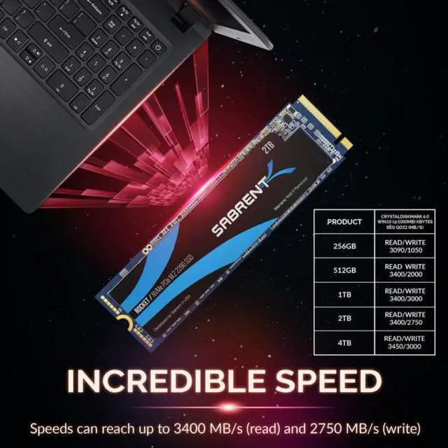 Alt view image 6 of 7 - SABRENT 2TB Rocket NVMe PCIe M.2 2280 Internal SSD High Performance Solid State Drive (SB-ROCKET-2TB)
