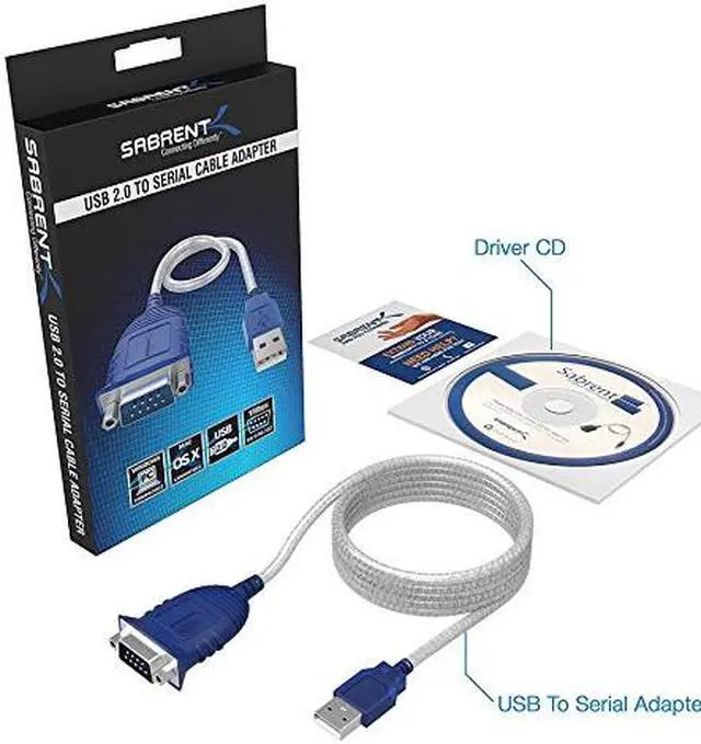 Alt view image 7 of 14 - SABRENT 6 ft. USB 2.0 to Serial (9-pin) DB-9 RS-232 Adapter Cable [Prolific PL2303] (SBT-USC6M)