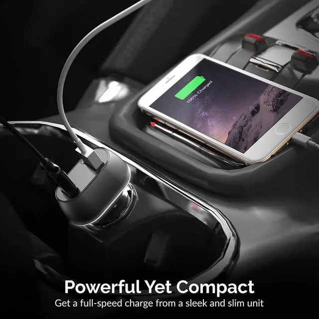 Alt view image 7 of 9 - Sabrent 63W 2-Port USB Quick Charge 3.0 PD Car Charger (CH-PDQC)