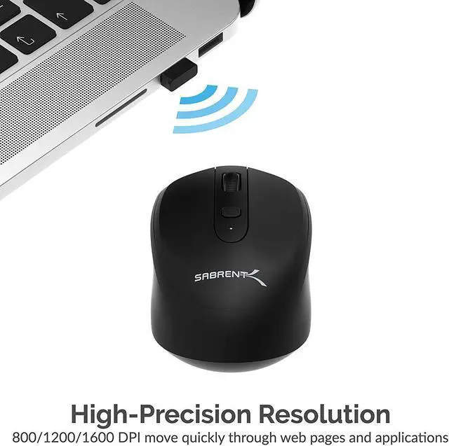 Alt view image 3 of 11 - Sabrent 2.4GHz Rechargeable Wireless Mouse with Adjustable Resolution (MS-RCWM)